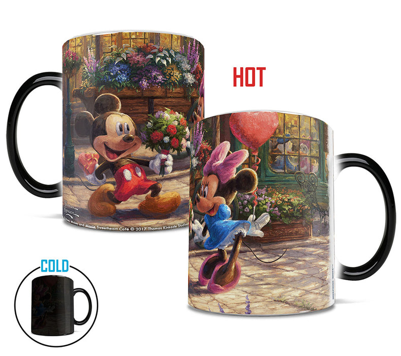 Morphing Mugs Thomas Kinkade Disney (Mickey and Minnie Sweetheart Cafe) Heat-Sensitive Mug - Sure Thing Toys
