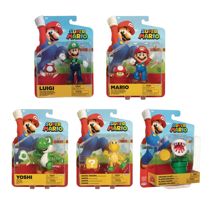 Jakks World of Nintendo: Super Mario 4-inch Actions Figure (Wave 29) Set of 5 - Sure Thing Toys