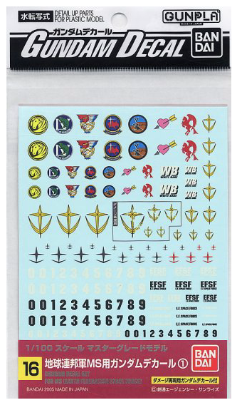 Bandai Hobby Gundam Decals #GD-16 - For MS Earth Federation MG Model Kit - Sure Thing Toys